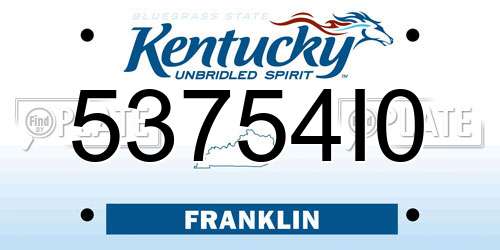 53754I0 Kentucky License Plate