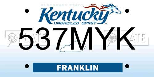 537MYK Kentucky License Plate