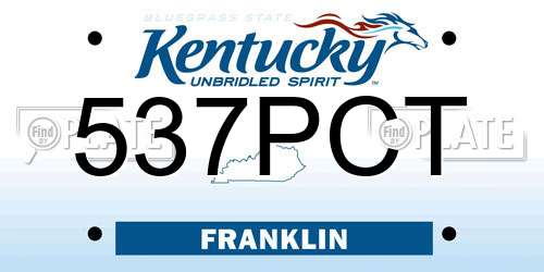 537PCT Kentucky License Plate