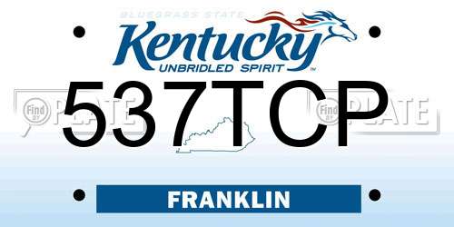 537TCP Kentucky License Plate