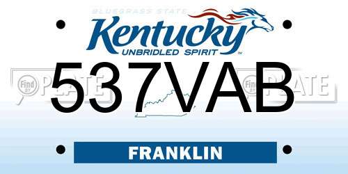 537VAB Kentucky License Plate