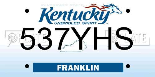537YHS Kentucky License Plate
