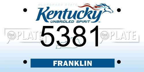 5381 Kentucky License Plate