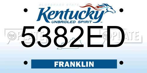 5382ED Kentucky License Plate