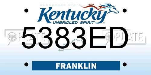 5383ED Kentucky License Plate