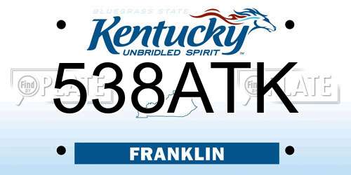 538ATK Kentucky License Plate