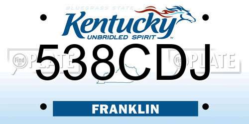 538CDJ Kentucky License Plate