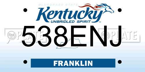 538ENJ Kentucky License Plate