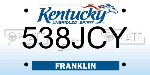 538JCY Kentucky License Plate