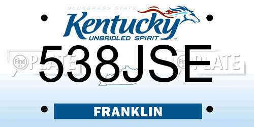 538JSE Kentucky License Plate