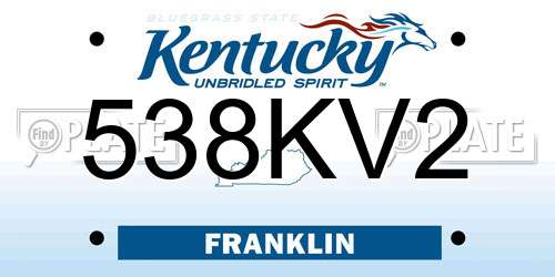 538KV2 Kentucky License Plate
