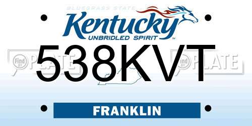538KVT Kentucky License Plate