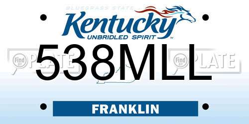 538MLL Kentucky License Plate