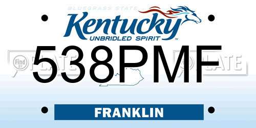 538PMF Kentucky License Plate