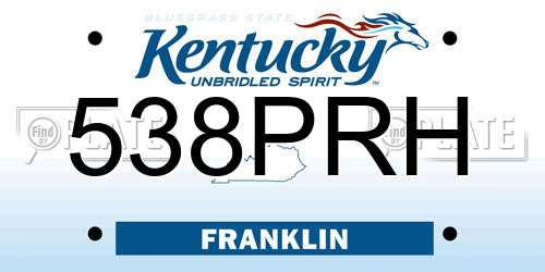 538PRH Kentucky License Plate