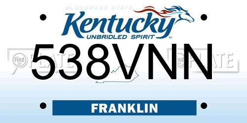 538VNN Kentucky License Plate