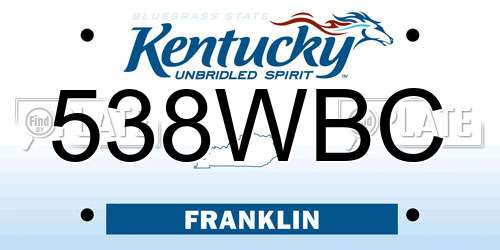538WBC Kentucky License Plate
