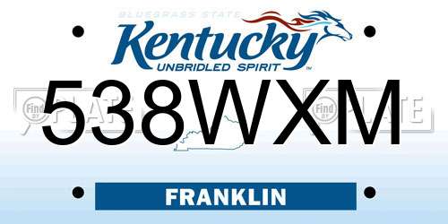 538WXM Kentucky License Plate