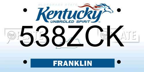 538ZCK Kentucky License Plate