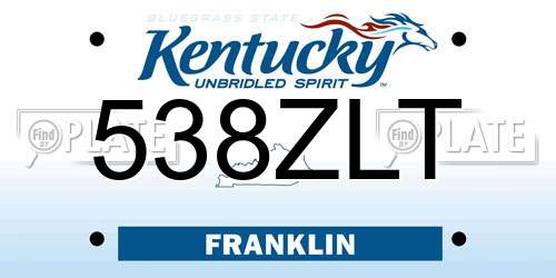 538ZLT Kentucky License Plate