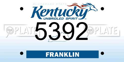 5392 Kentucky License Plate