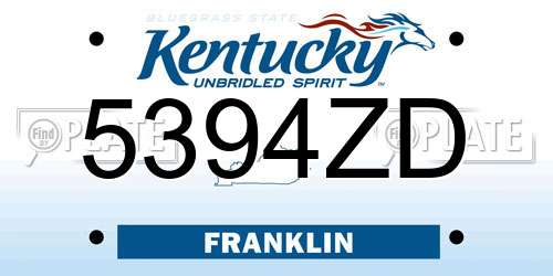 5394ZD Kentucky License Plate