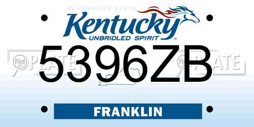 5396ZB Kentucky License Plate