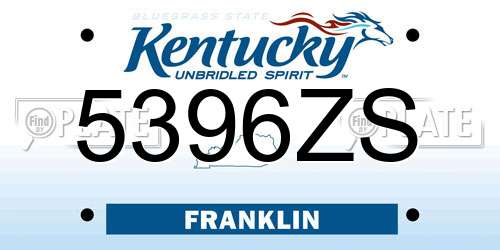 5396ZS Kentucky License Plate