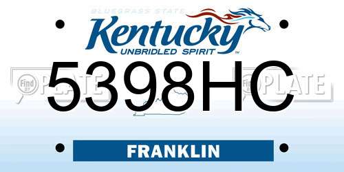 5398HC Kentucky License Plate