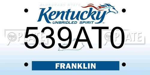539AT0 Kentucky License Plate