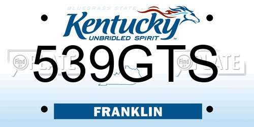539GTS Kentucky License Plate