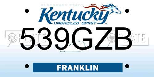 539GZB Kentucky License Plate
