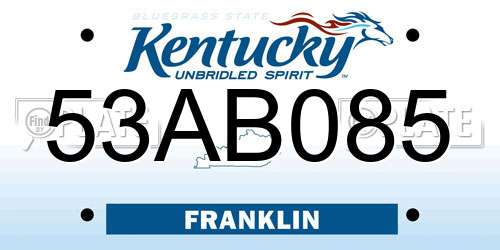 53AB085 Kentucky License Plate