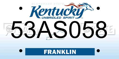 53AS058 Kentucky License Plate