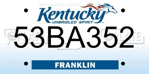 53BA352 Kentucky License Plate