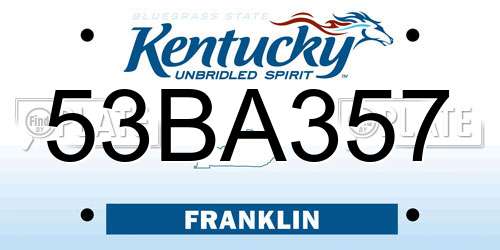 53BA357 Kentucky License Plate