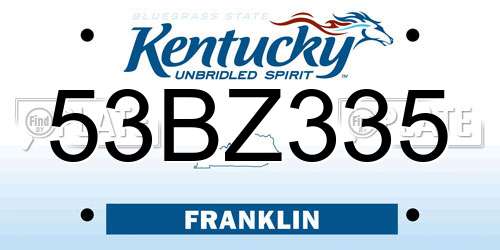 53BZ335 Kentucky License Plate