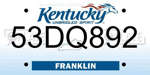 53DQ892 Kentucky License Plate