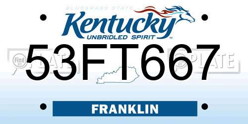 53FT667 Kentucky License Plate