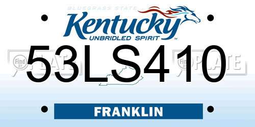 53LS410 Kentucky License Plate