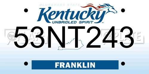 53NT243 Kentucky License Plate