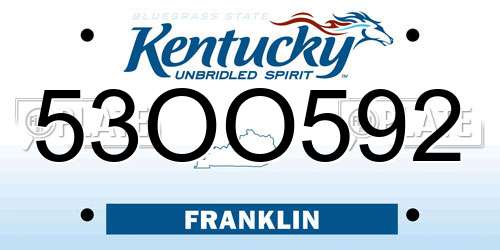 53OO592 Kentucky License Plate