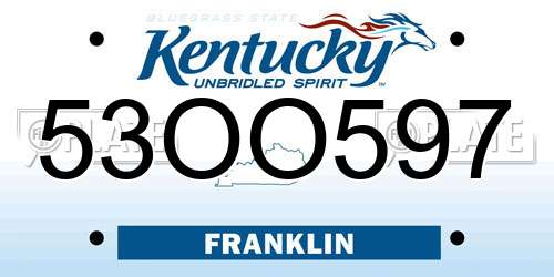 53OO597 Kentucky License Plate