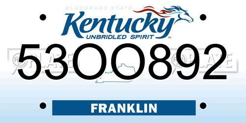 53OO892 Kentucky License Plate