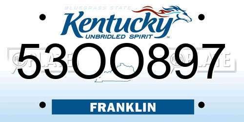 53OO897 Kentucky License Plate