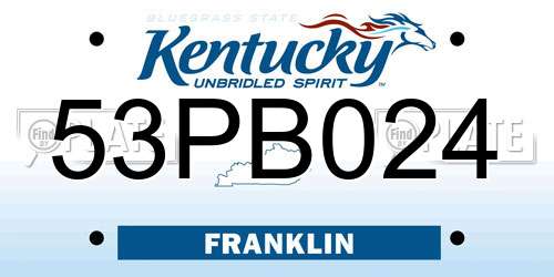 53PB024 Kentucky License Plate