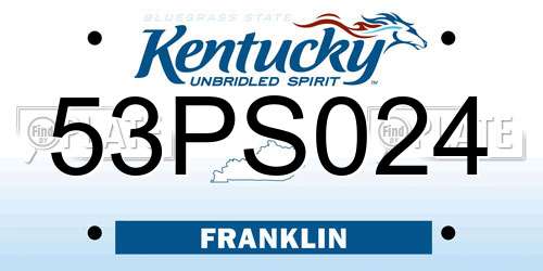 53PS024 Kentucky License Plate