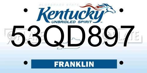 53QD897 Kentucky License Plate