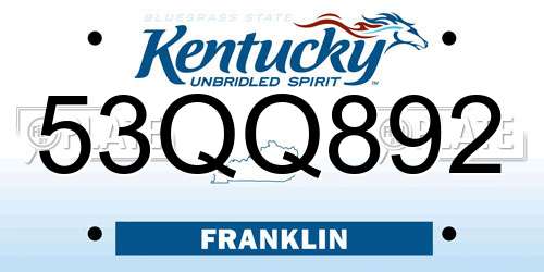 53QQ892 Kentucky License Plate
