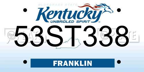 53ST338 Kentucky License Plate